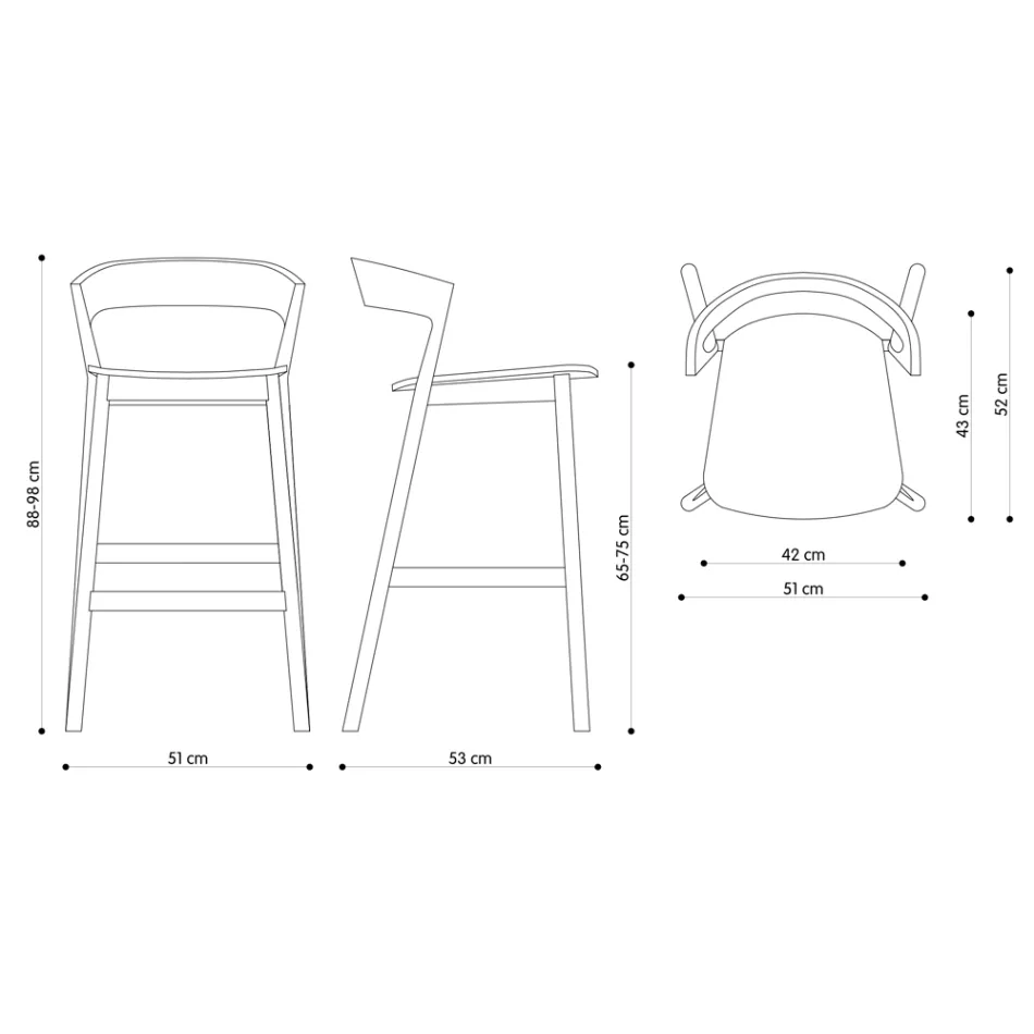 Sgabello Alto da Cucina con Struttura in Legno di Frassino Made in Italy - Oslo Viadurini