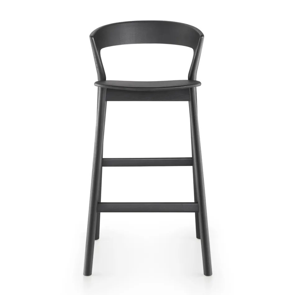 Sgabello Alto da Cucina con Struttura in Legno di Frassino Made in Italy - Oslo Viadurini