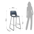 Sgabello Alto da Cucina in Pelle Sintetica e Metallo Nero 2 Pezzi - Yuri Viadurini