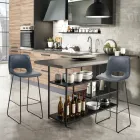 Sgabello Alto da Cucina in Pelle Sintetica e Metallo Nero 2 Pezzi - Yuri Viadurini