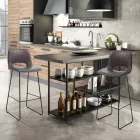 Sgabello Alto da Cucina in Pelle Sintetica e Metallo Nero 2 Pezzi - Yuri Viadurini