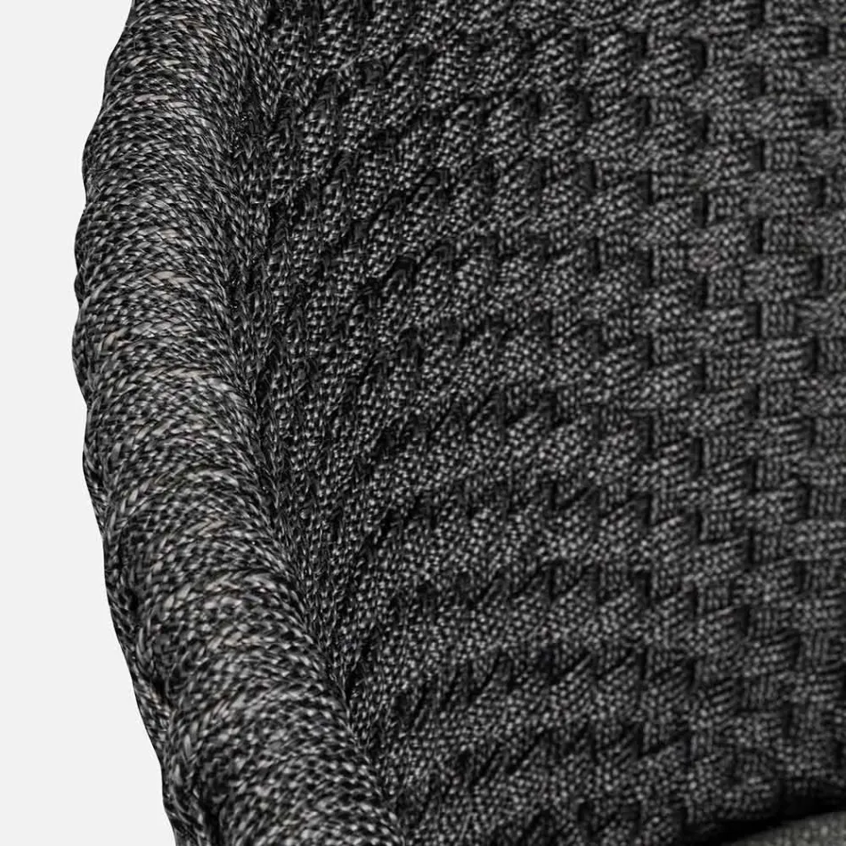 Sgabello Alto da Esterno in Corda e Legno di Teak, Homemotion, 2 Pezzi - Anitha Viadurini