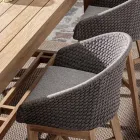 Sgabello Alto da Esterno in Corda e Legno di Teak, Homemotion, 2 Pezzi - Anitha Viadurini