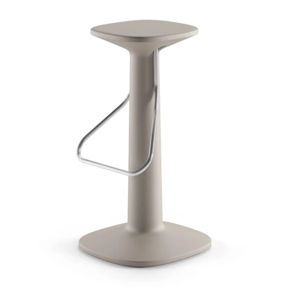 Sgabello Alto di Design in Polietilene e Acciaio Inox Made in Italy - Pito Viadurini