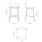 Sgabello Alto di Qualità in Pelle con Base in Metallo Made in Italy - Molde Viadurini