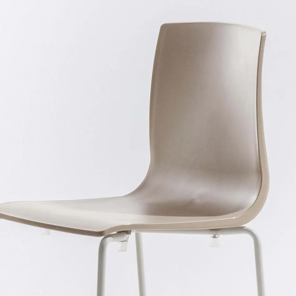 Sgabello Alto Impilabile in Polipropilene con Base in Metallo, 2 Pezzi - Kiara Viadurini