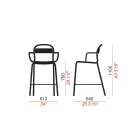 Sgabello Alto in Alluminio da Esterno con Braccioli Made in Italy - Selima Viadurini