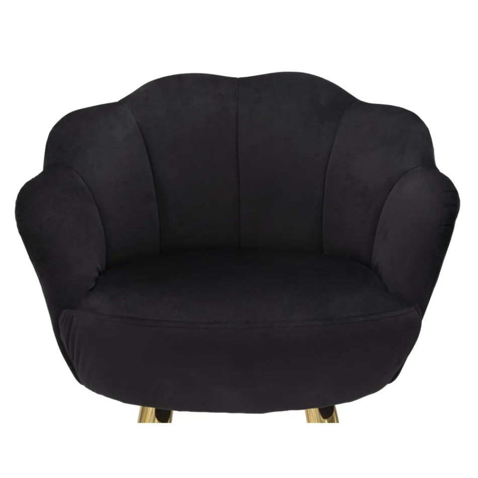 Sgabello Alto in Ferro Dorato con Seduta Rivestita in Velluto - Annina Viadurini