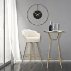 Sgabello Alto in Ferro Dorato con Seduta Rivestita in Velluto - Annina Viadurini