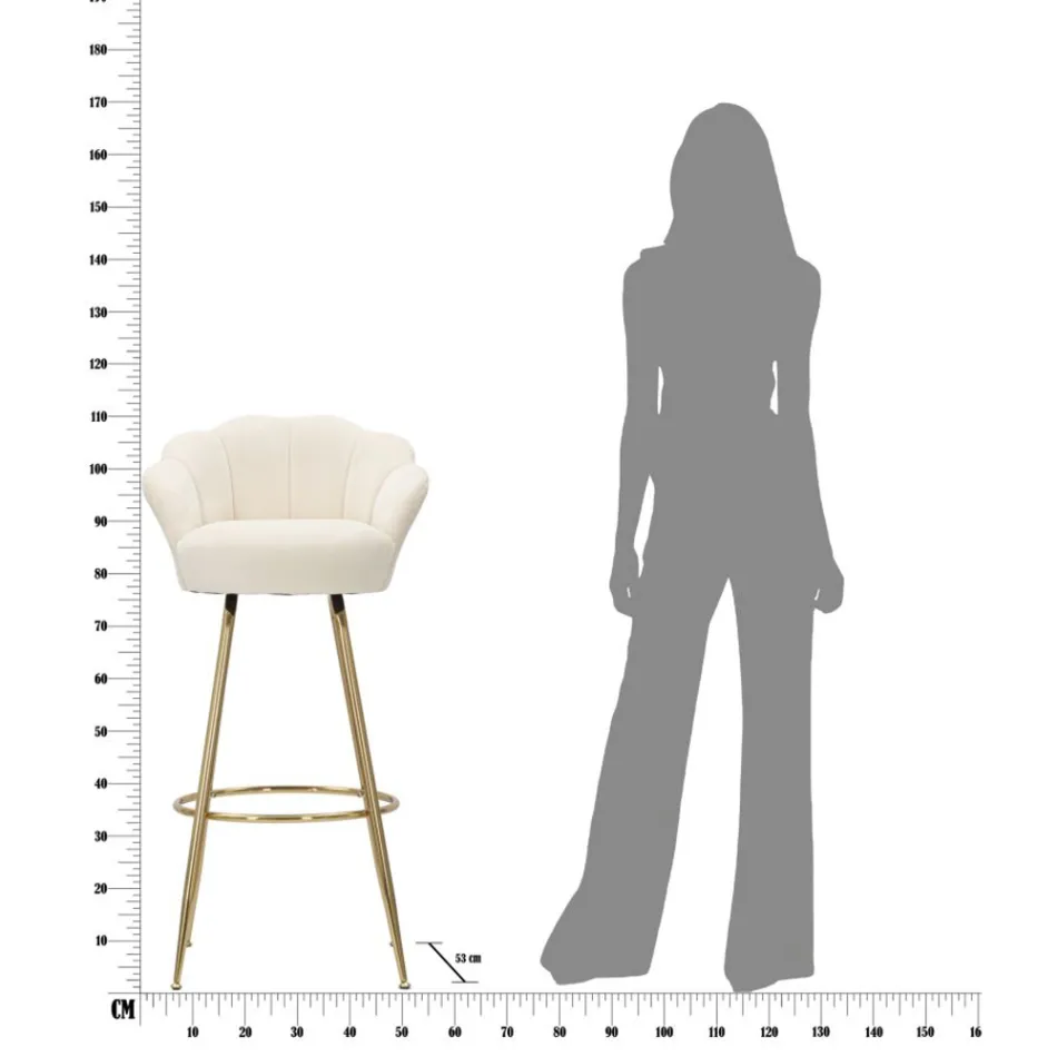 Sgabello Alto in Ferro Dorato con Seduta Rivestita in Velluto - Annina Viadurini