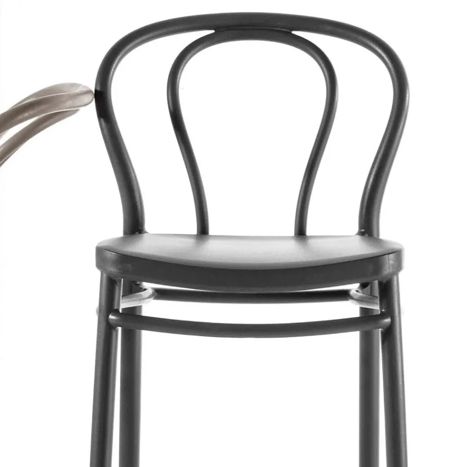 Sgabello Alto in Polipropilene con Poggiapiedi, 4 Pezzi - Gaya Viadurini