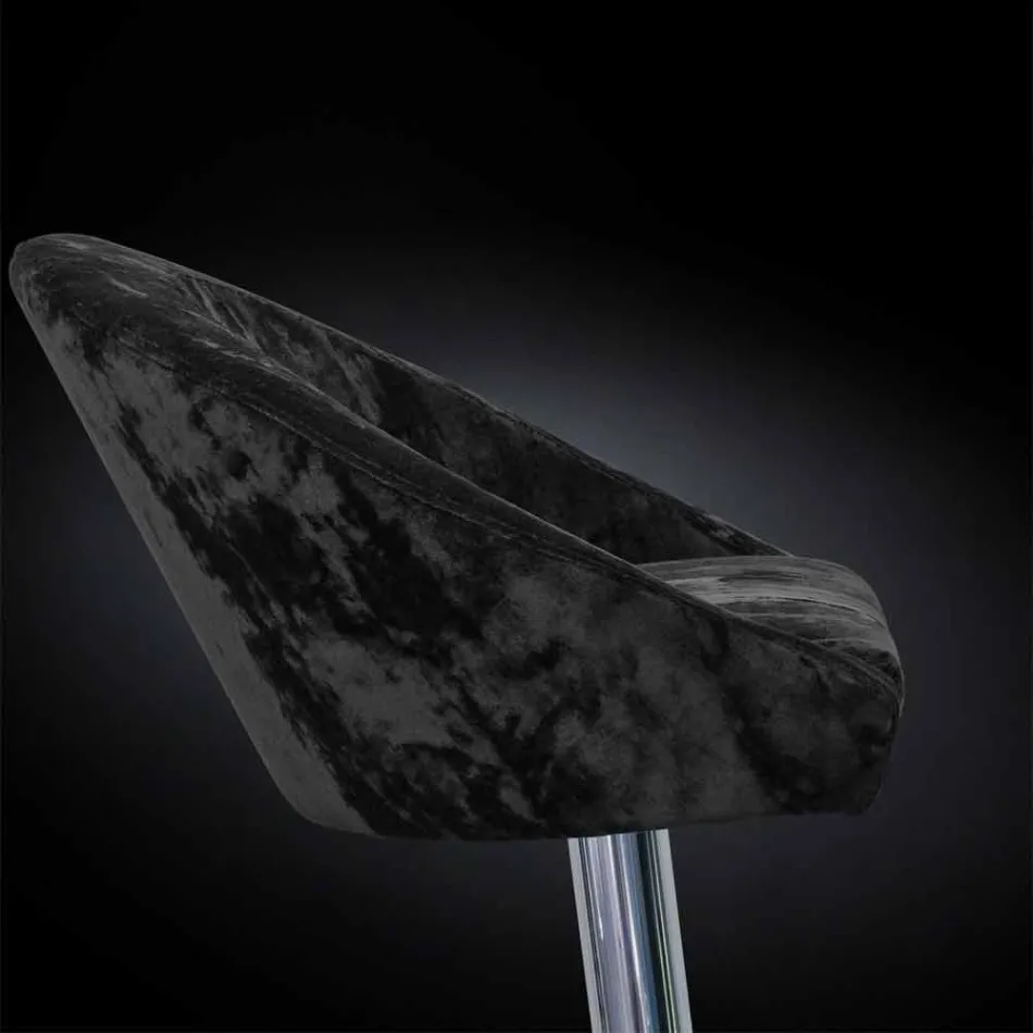 Sgabello Alto in Velluto e Acciaio con Alzata Regolabile Made in Italy - Bilbao Viadurini