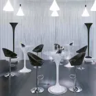 Sgabello Alto in Velluto e Acciaio con Alzata Regolabile Made in Italy - Bilbao Viadurini