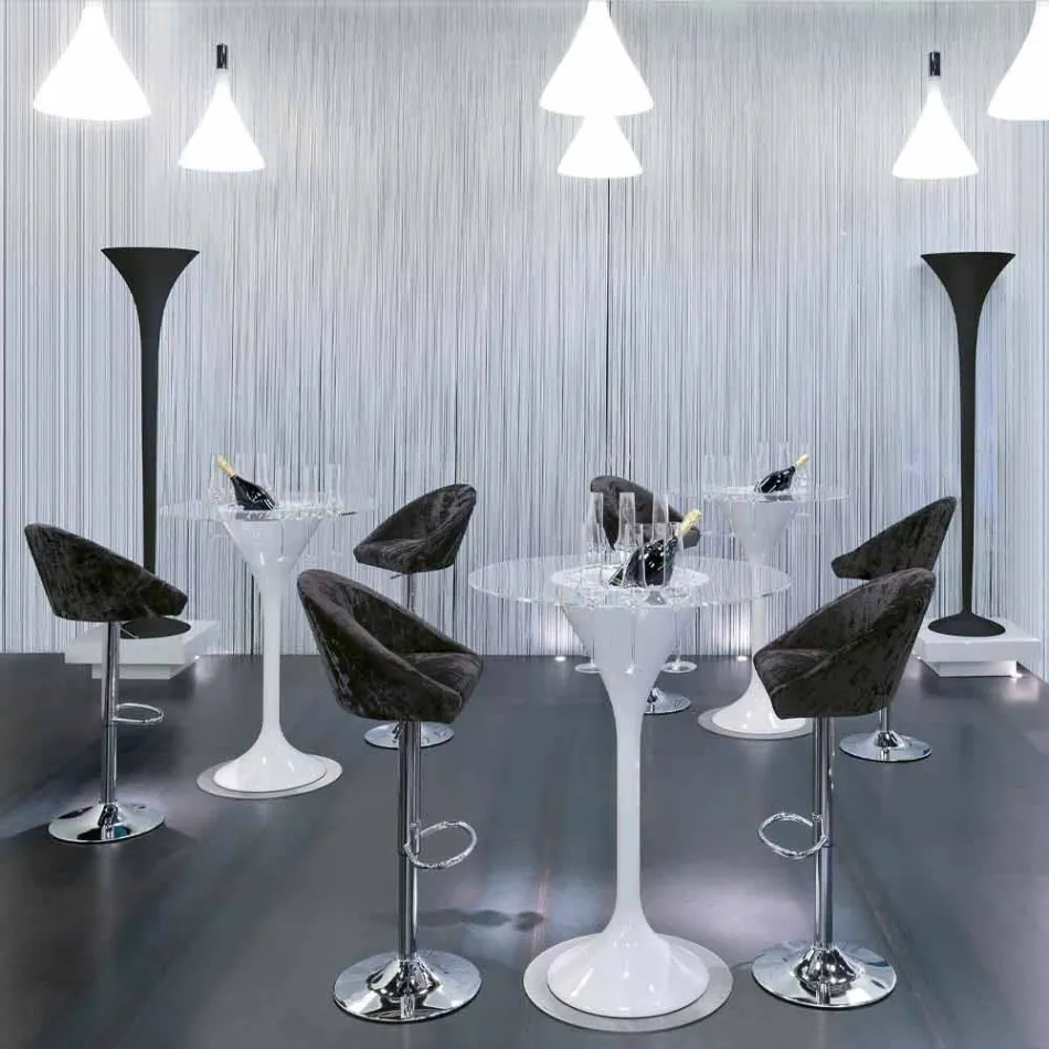 Sgabello Alto in Velluto e Acciaio con Alzata Regolabile Made in Italy - Bilbao Viadurini