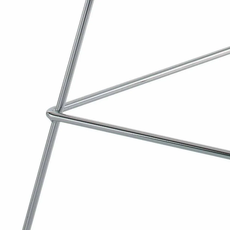 Sgabello Bar Alto in Pelle con Struttura in Acciaio Made in Italy - Beniamino Viadurini