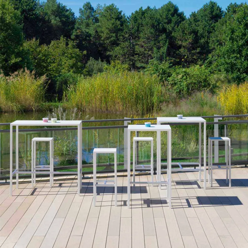 Sgabello Bar da Esterno in Metallo Verniciato a Polvere Made in Italy - Meone Viadurini