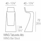 Sgabello bar per esterno design moderno Wing Vondom in polietilene Viadurini