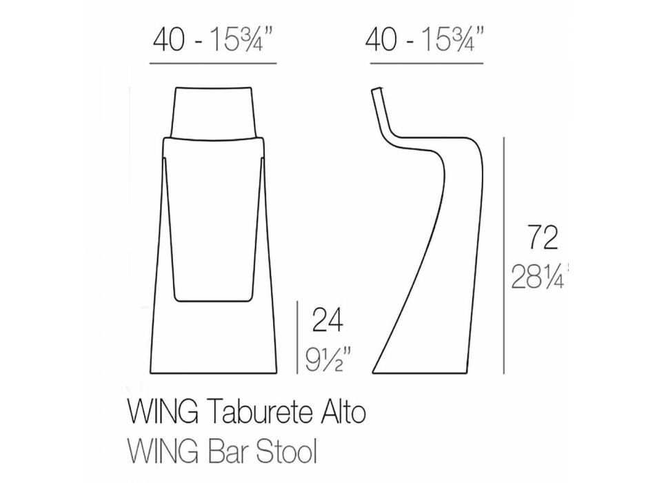 Sgabello bar per esterno design moderno Wing Vondom in polietilene Viadurini