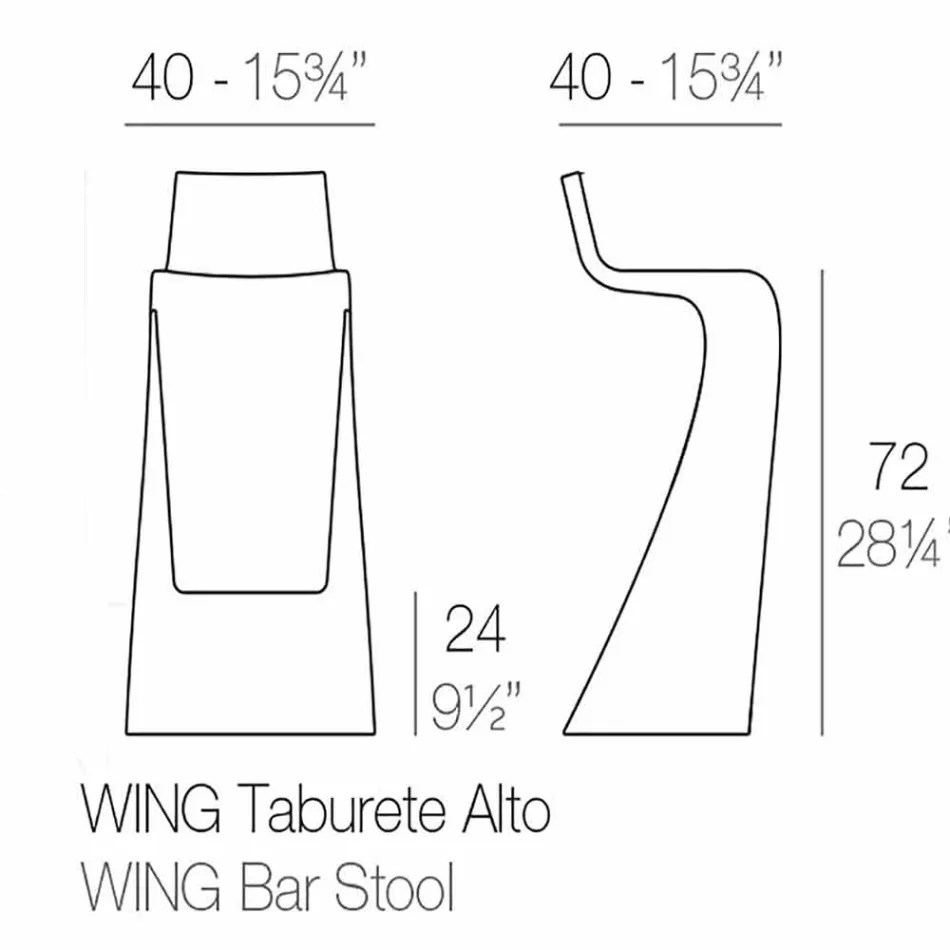 Sgabello bar per esterno design moderno Wing Vondom in polietilene Viadurini