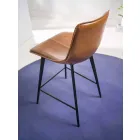 Sgabello Base 4 Gambe, H 65 in Ecopelle Effetto Cuoio - Ovidio Viadurini