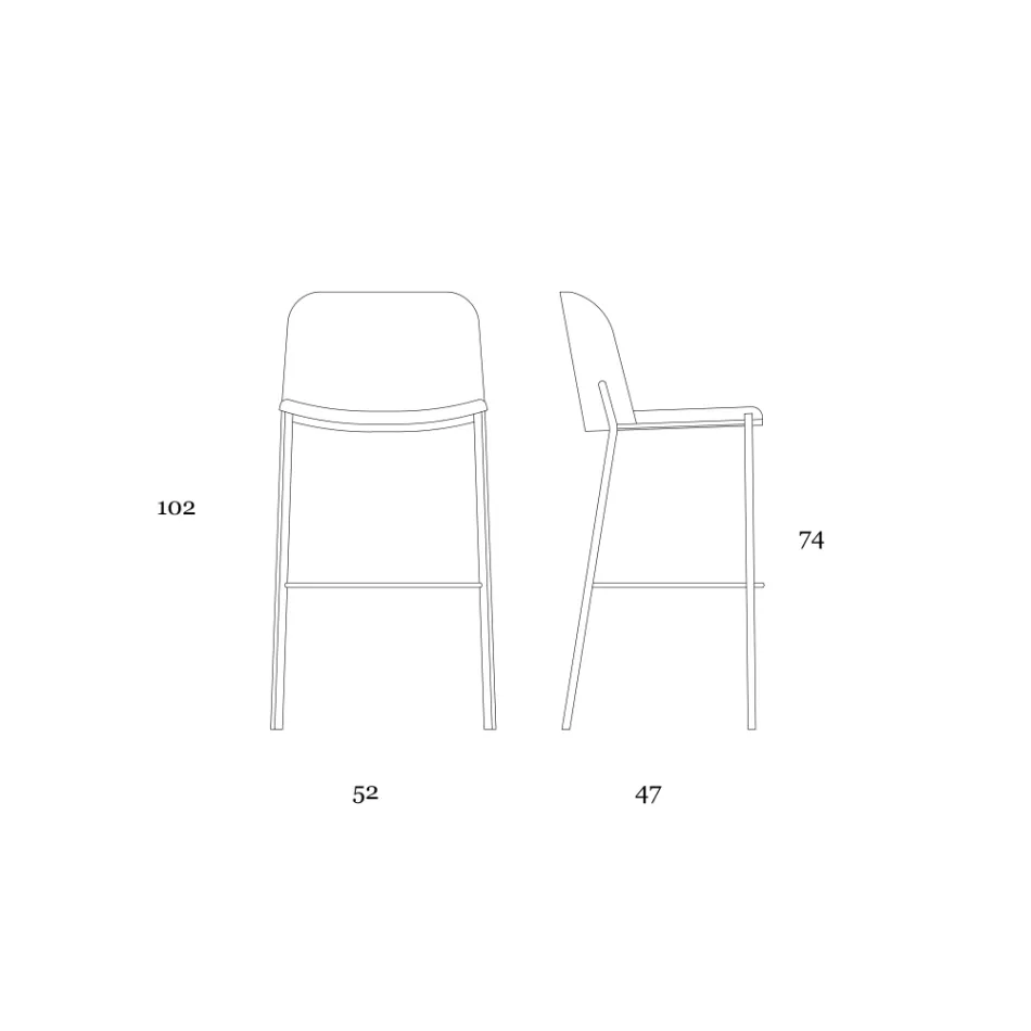 Sgabello con Base in Metallo e Seduta in Ecopelle Made in Italy - Edera Viadurini