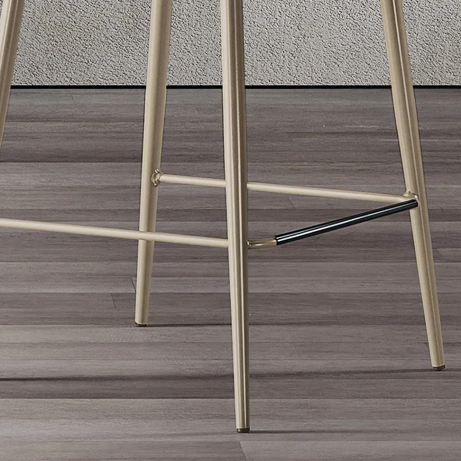 Sgabello con Gambe in Metallo e Seduta Monoscocca in Tessuto Made in Italy - Hinata Viadurini