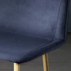 Sgabello con Gambe in Metallo e Seduta Monoscocca in Tessuto Made in Italy - Hinata Viadurini