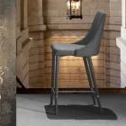Sgabello con Schienale, Base in Metallo di Design - Berenice Viadurini