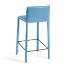 Sgabello con Schienale Basso in Cuoio Blu Made in Italy - Delfino Viadurini