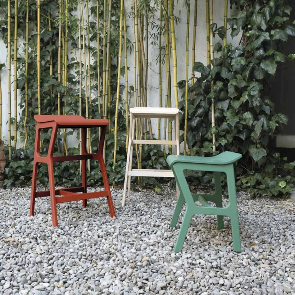 Sgabello con Struttura in Legno di Faggio Massello Made in Italy - Ratisbona Viadurini