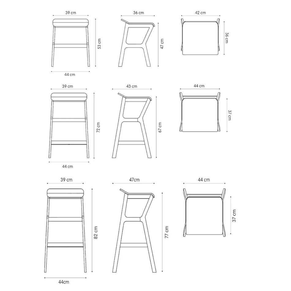 Sgabello con Struttura in Legno di Faggio Massello Made in Italy - Ratisbona Viadurini