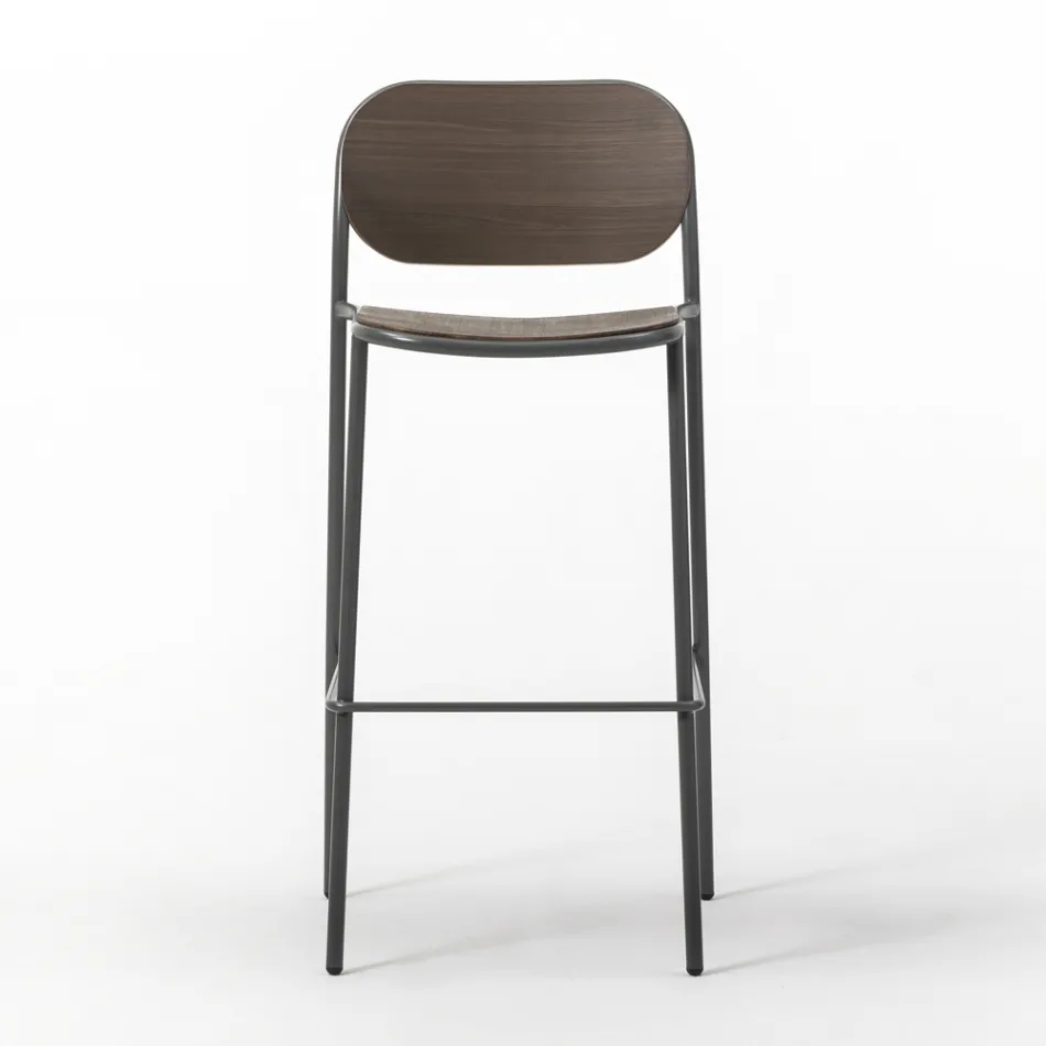 Sgabello Cucina in Legno Rovere e Metallo Made in Italy 2 Pezzi - Saffia Viadurini