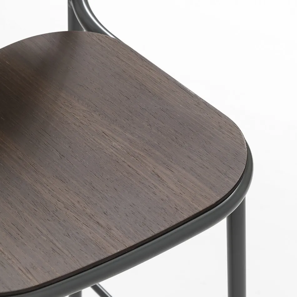 Sgabello Cucina in Legno Rovere e Metallo Made in Italy 2 Pezzi - Saffia Viadurini