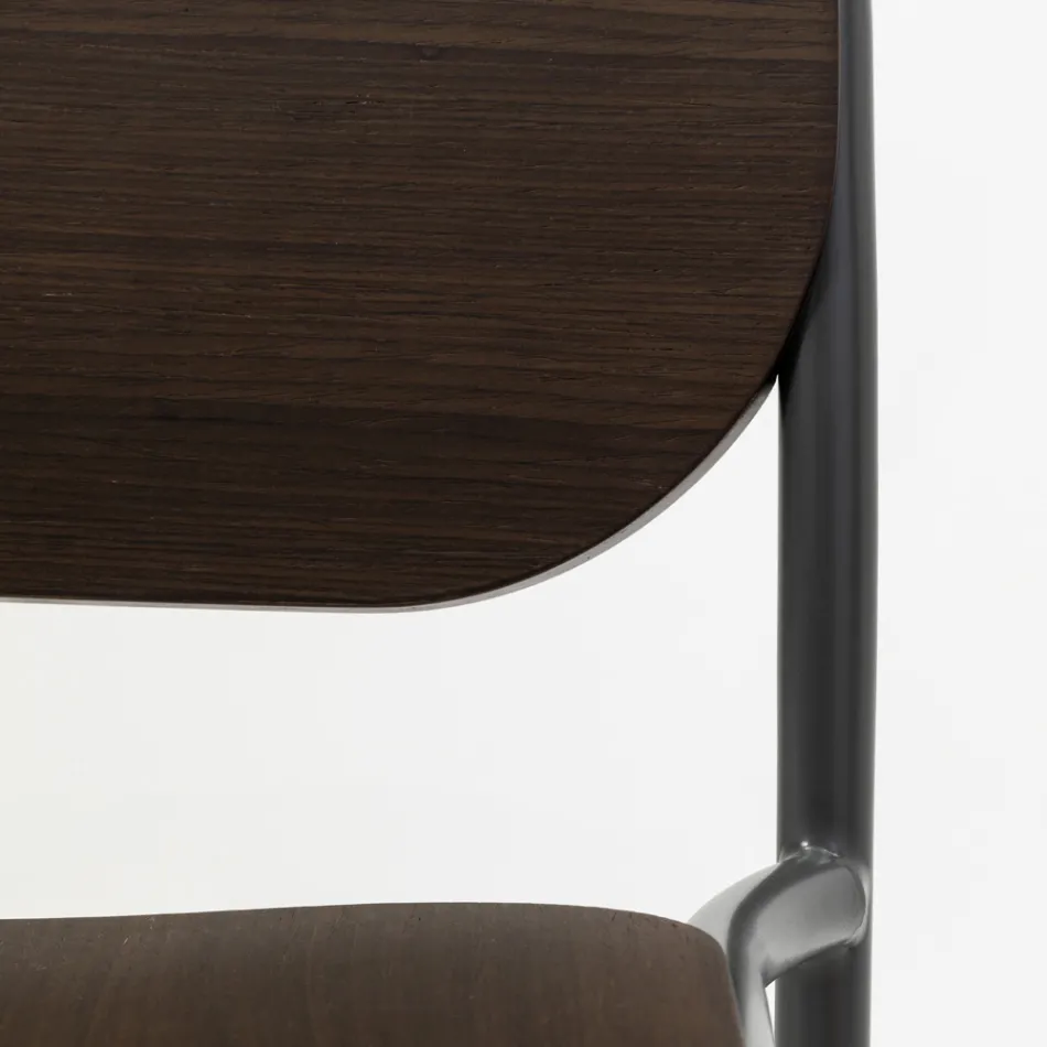 Sgabello Cucina in Legno Rovere e Metallo Made in Italy 2 Pezzi - Saffia Viadurini