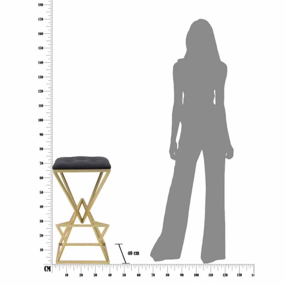 Sgabello da Bar Alto Quadrato di Design in Ferro e Tessuto - Sillie Viadurini