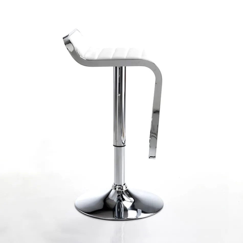 Sgabello da Bar in Pelle Sintetica e Metallo - Berchelio Viadurini