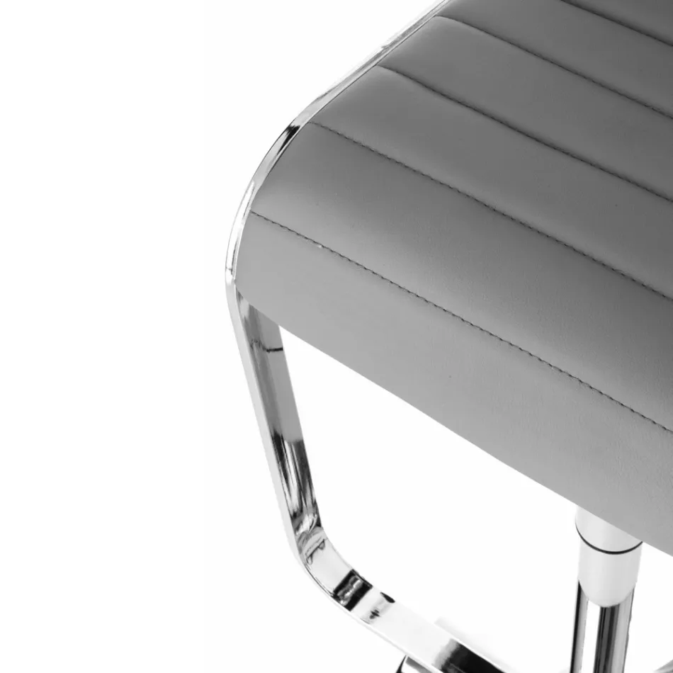 Sgabello da Bar in Pelle Sintetica e Metallo - Berchelio Viadurini