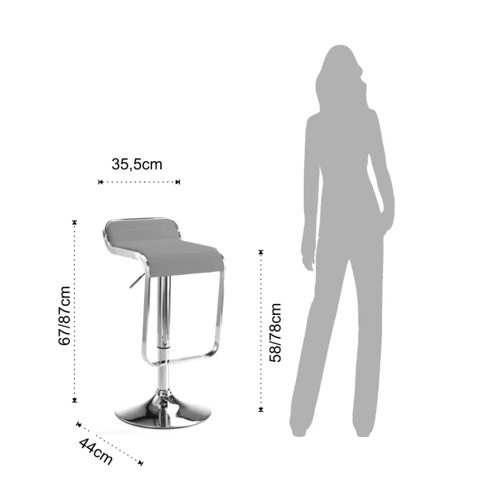 Sgabello da Bar in Pelle Sintetica e Metallo - Berchelio Viadurini