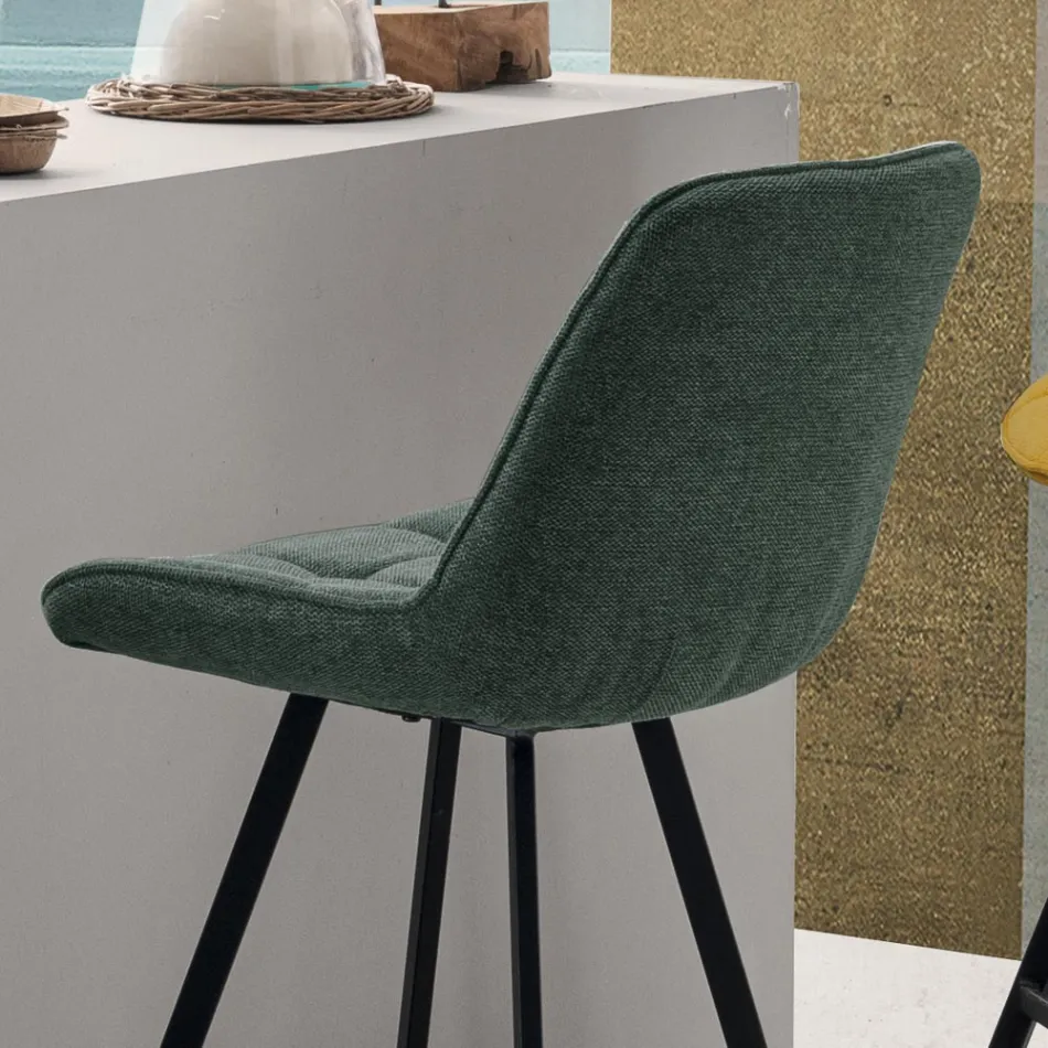 Sgabello da Cucina Imbottito con Struttura in Metallo 2 Pezzi - Raggia Viadurini