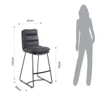 Sgabello da Cucina in Microfibra Effetto Velluto Grigio 2 Pezzi - Fortaleza Viadurini