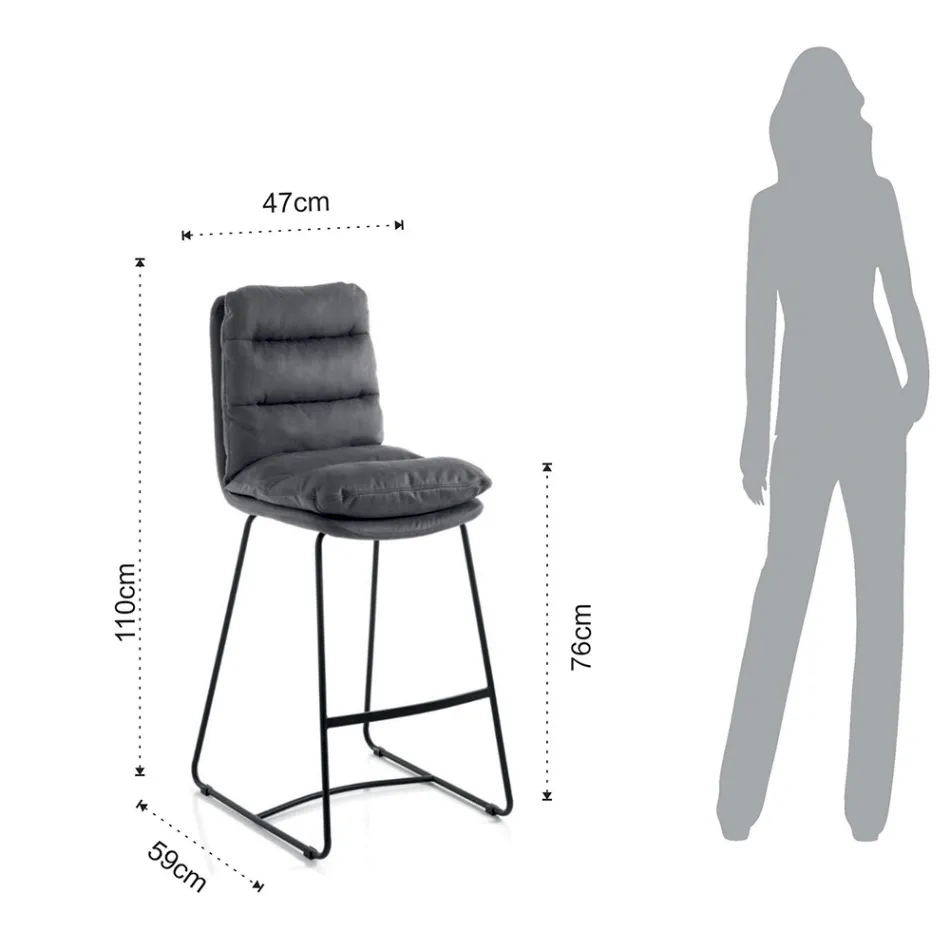 Sgabello da Cucina in Microfibra Effetto Velluto Grigio 2 Pezzi - Fortaleza Viadurini