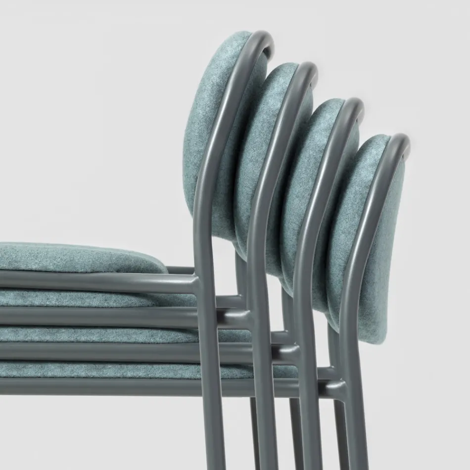 Sgabello da Cucina in Tessuto e Metallo Made in Italy 2 Pezzi - Sangria Viadurini