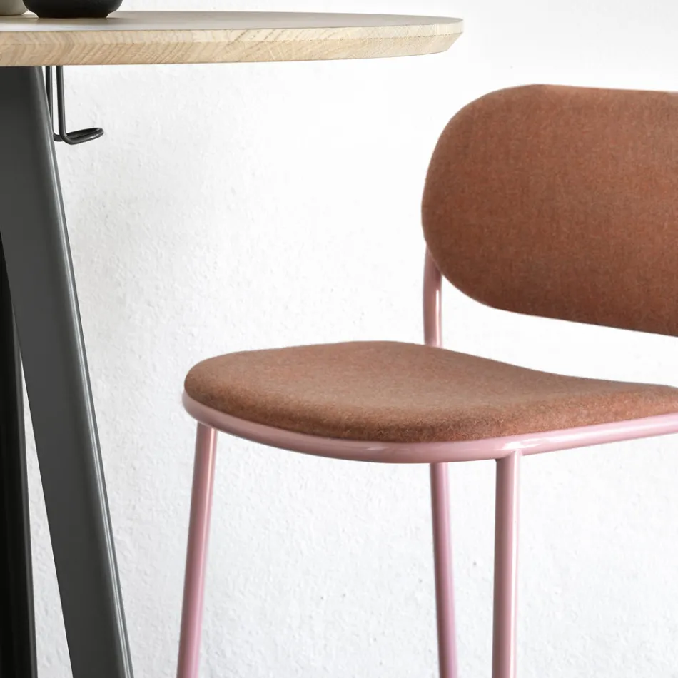 Sgabello da Cucina in Tessuto e Metallo Made in Italy 2 Pezzi - Sangria Viadurini