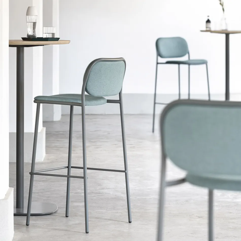 Sgabello da Cucina in Tessuto e Metallo Made in Italy 2 Pezzi - Sangria Viadurini