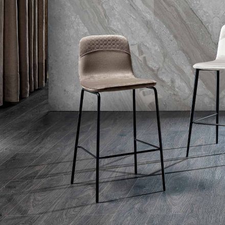 Sgabello da Cucina in Velluto Colorato Design Moderno e Elegante - Bizet Viadurini