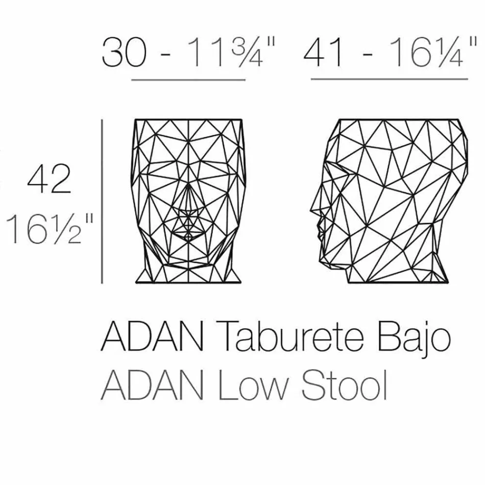 Sgabello da esterno a forma di volto di design moderno Adan by Vondom Viadurini