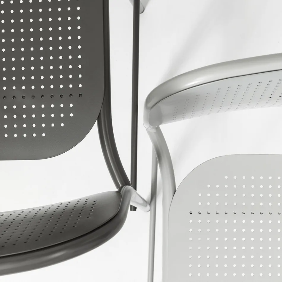 Sgabello da Esterno Impilabile in Metallo Made in Italy 2 Pezzi - Sinergia Viadurini