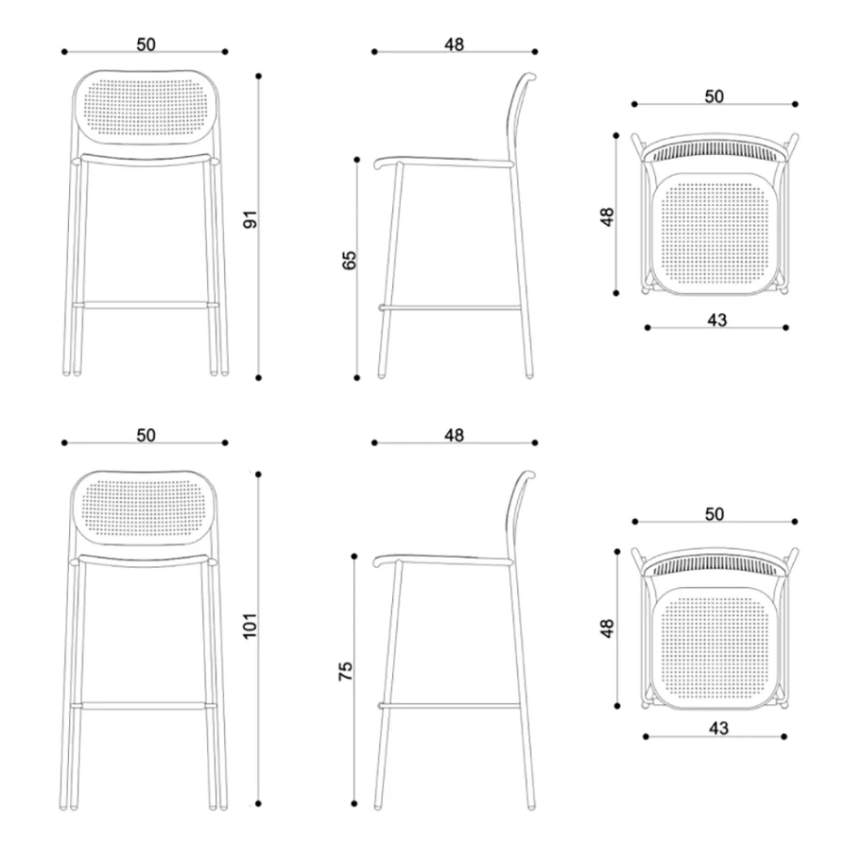 Sgabello da Esterno Impilabile in Metallo Made in Italy 2 Pezzi - Sinergia Viadurini