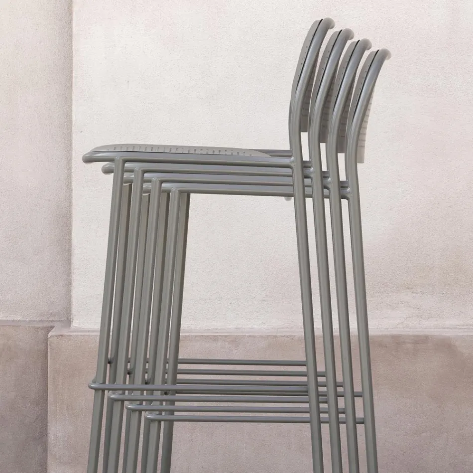 Sgabello da Esterno Impilabile in Metallo Made in Italy 2 Pezzi - Sinergia Viadurini