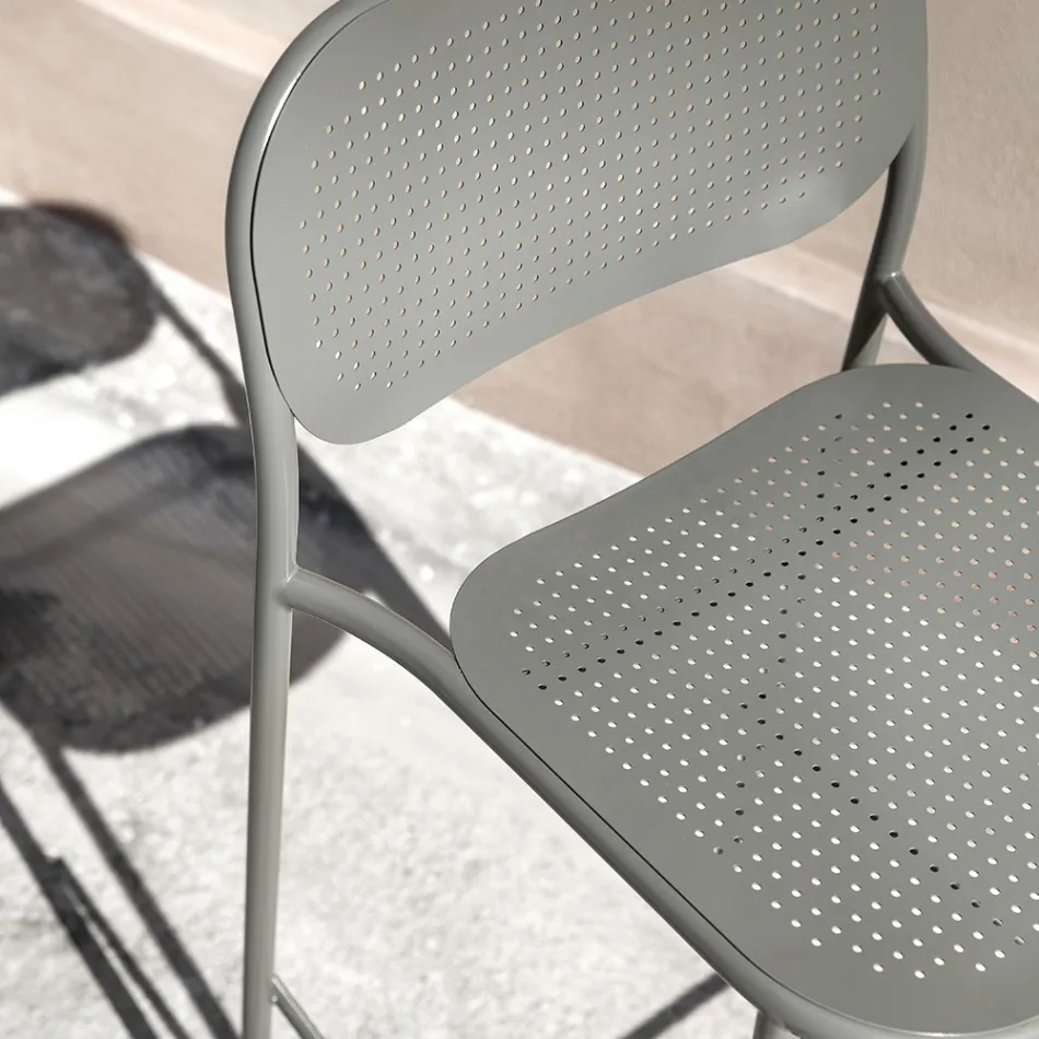 Sgabello da Esterno Impilabile in Metallo Made in Italy 2 Pezzi - Sinergia Viadurini